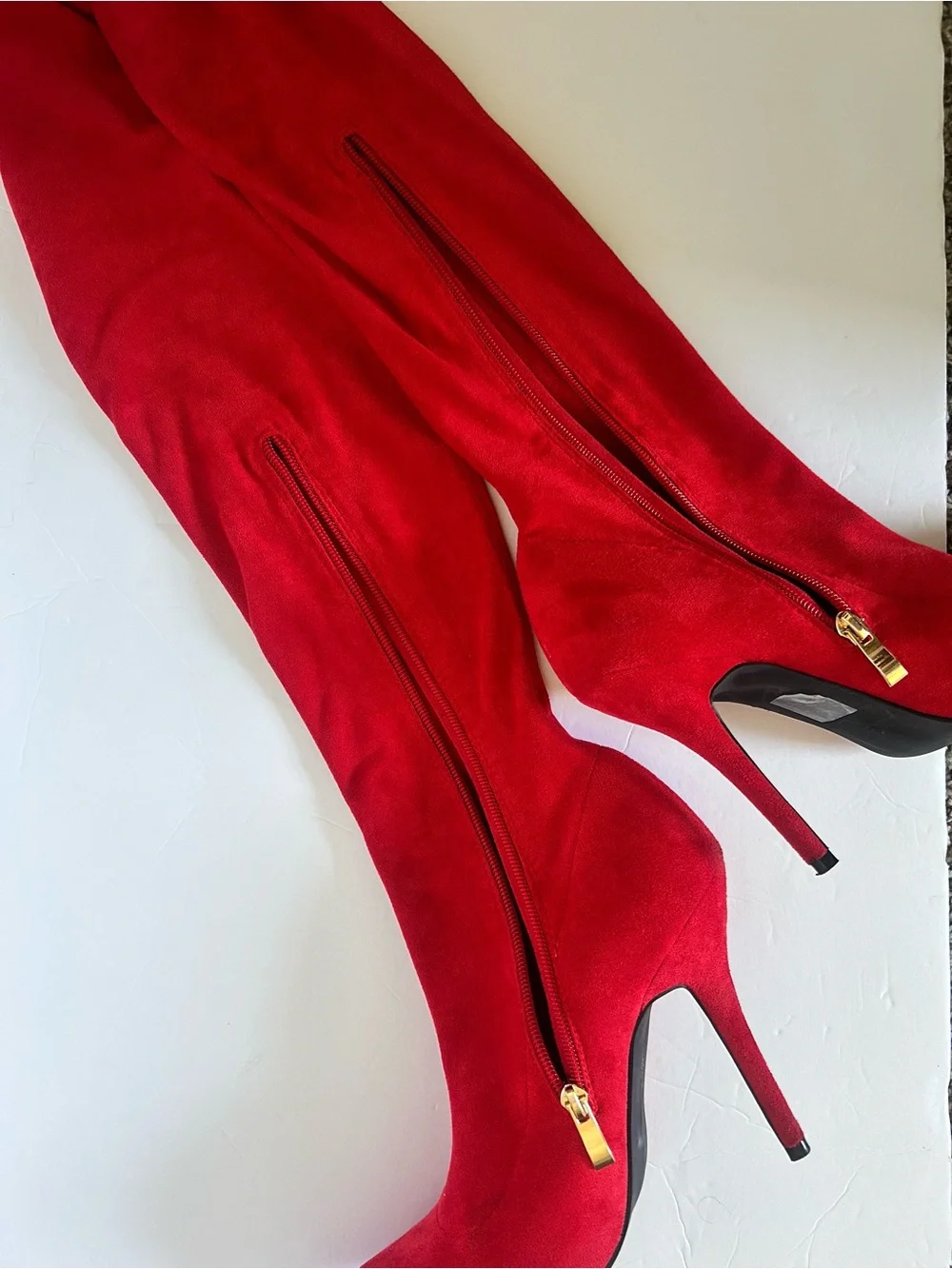 Azalea Wang Taytay Red Thigh High Stretch Stiletto Boot Pants Size 9